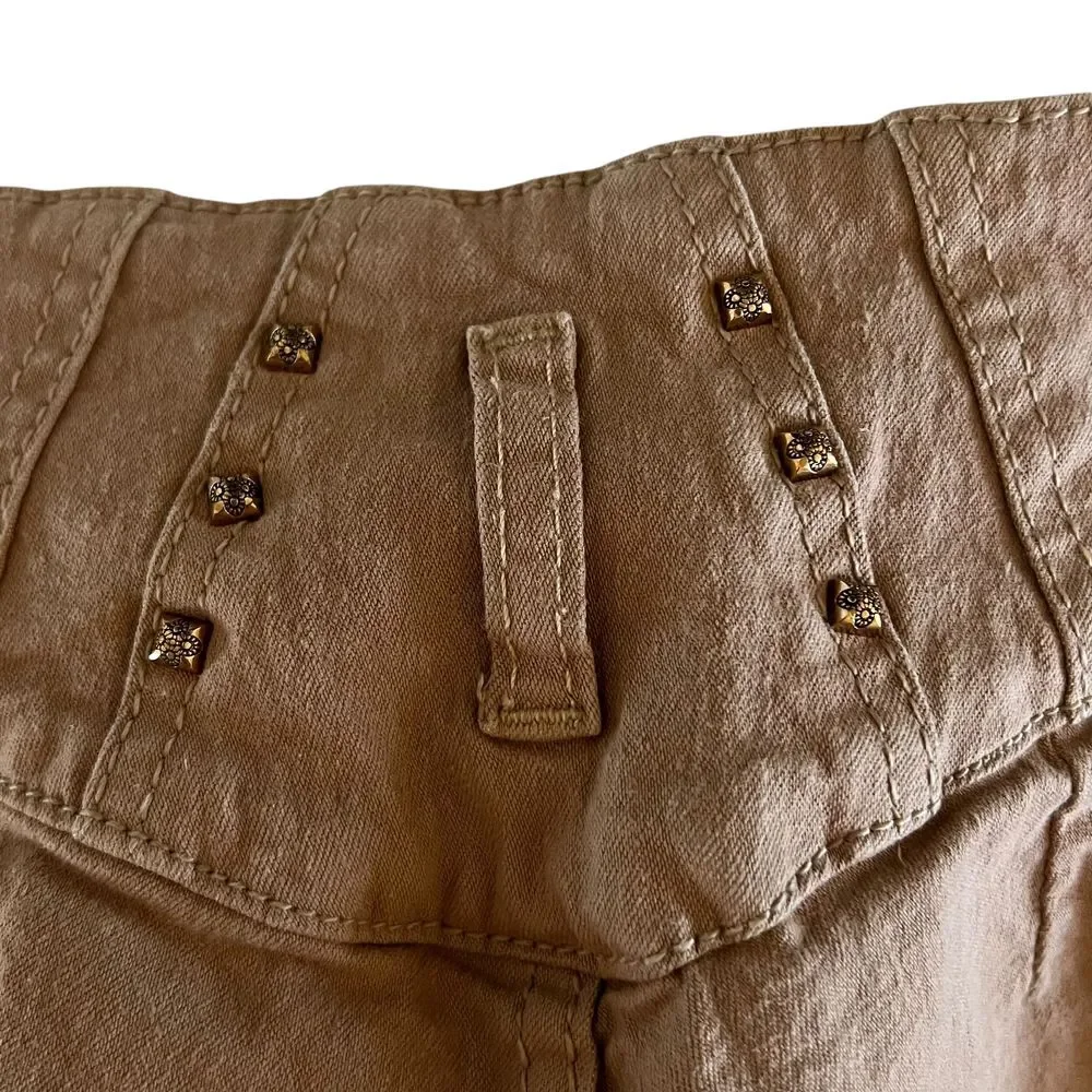 Top Women Khaki High-Waisted Pants No Pockets Size 11 Stretch fabric Casual wear